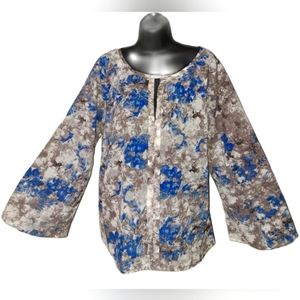 Brand New W/O Tags blue,gray Floral print blouse